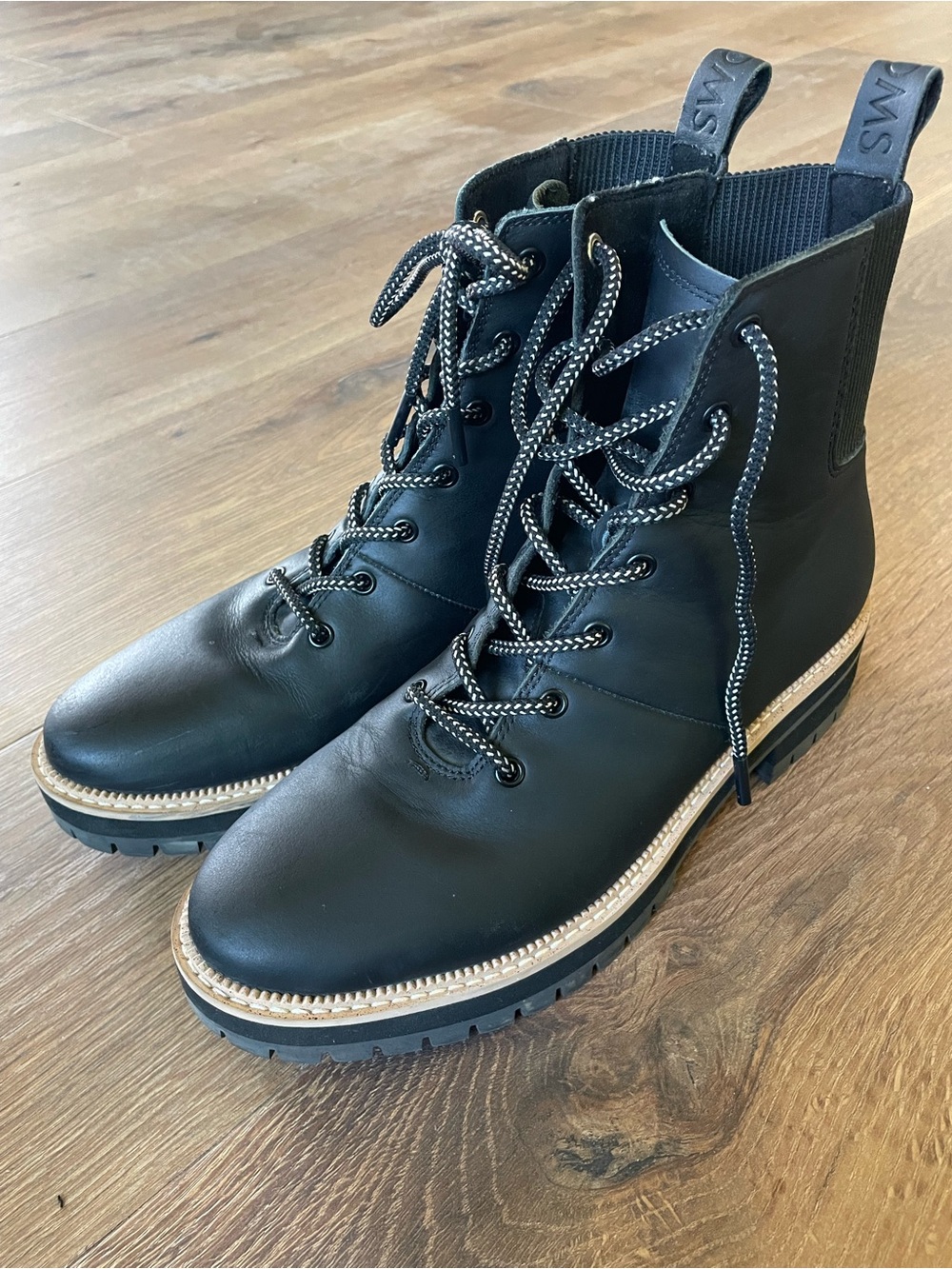 Toms Black Lace-Up Combat Boots